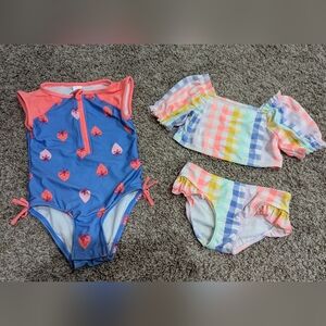4t Cat & jack swimsuits bundle strawberry and rainbow